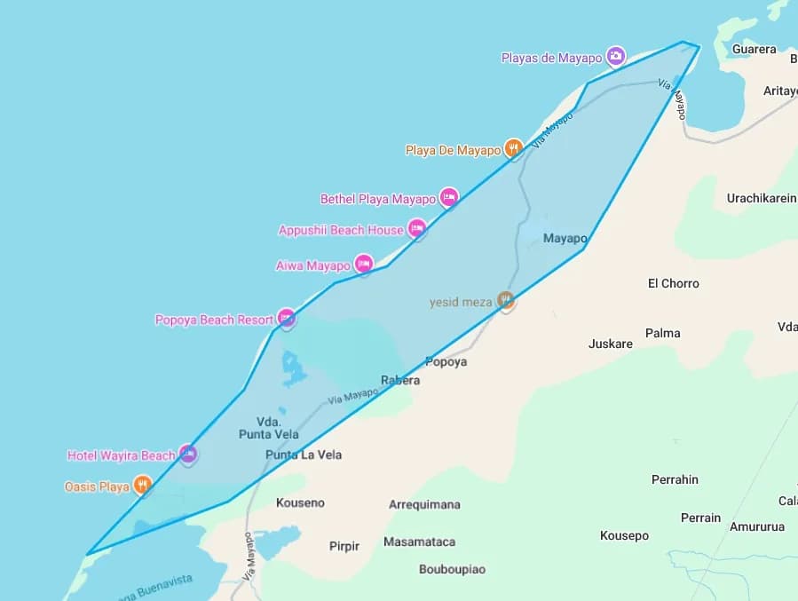 Captura de mapa de referencia del área atendida en Mayapo