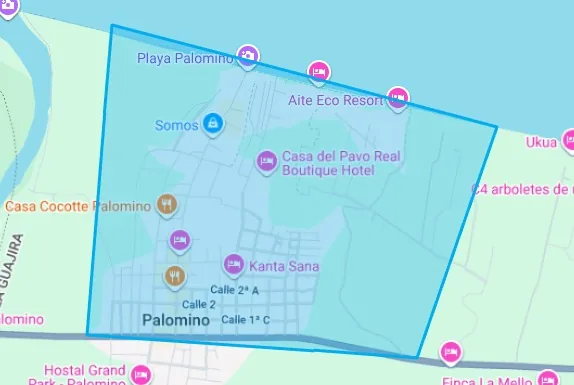 Captura de mapa de referencia del área atendida en Palomino