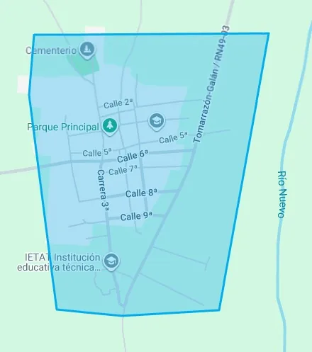 Captura de mapa de referencia del área atendida en Tomarrazón